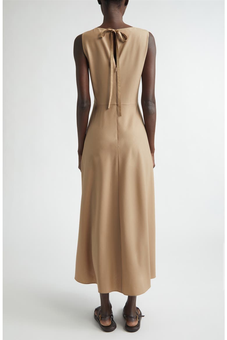 Sleeveless Tropical Wool Blend Midi Dress, Alternate, color, BROWNSTONE