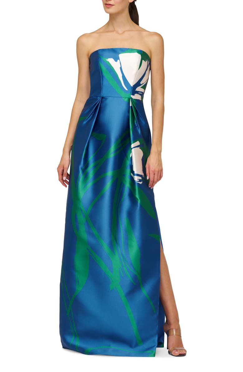 Kay Unger Marisol Strapless Column Gown, Main, color, Spring Blue/ Blush