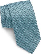 Canali Teal Geometric Jacquard Silk Tie