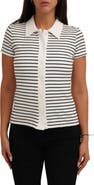CYRUS Stripe Rib Button-Up Knit Top