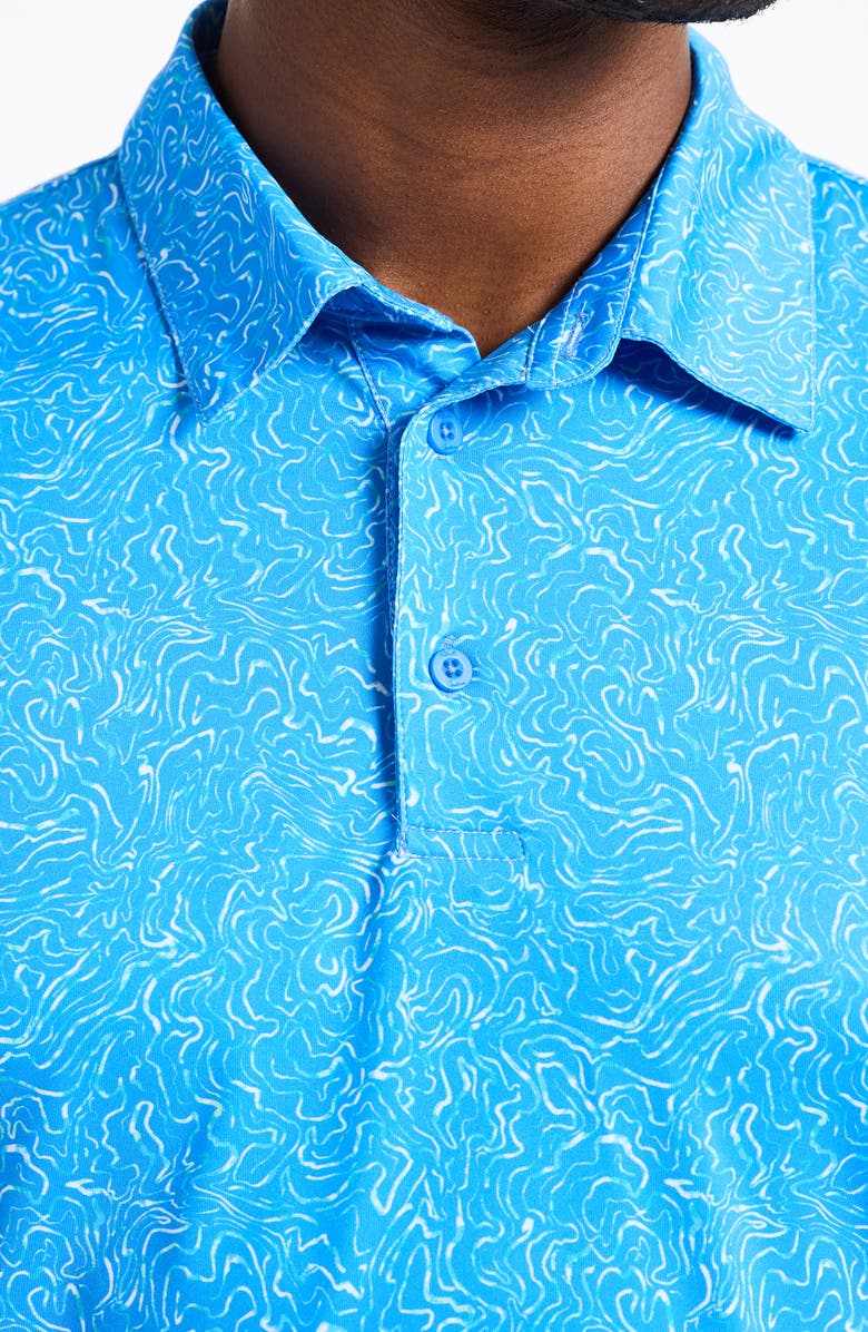 Robert Graham Fairwaysplash Short Sleeve Performance Polo, Alternate, color, Blue