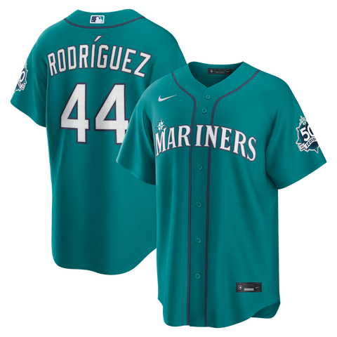 Men's Nike Julio Rodríguez Teal Seattle Mariners Alternate Stadium 50th Season Patch Jersey