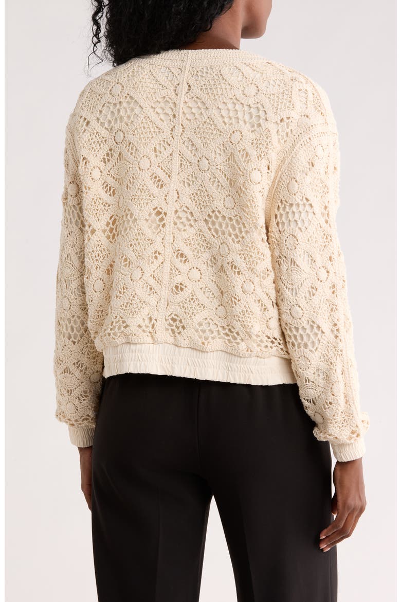 Crochet Knit Button Front Jacket, Alternate, color, IVORY