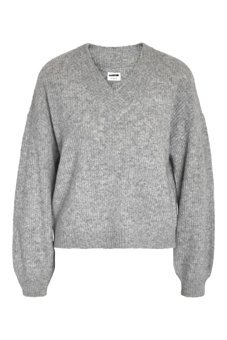 Balance Drop Shoulder V-Neck Sweater, Alternate, color, MEDIUM GREY MELANGE