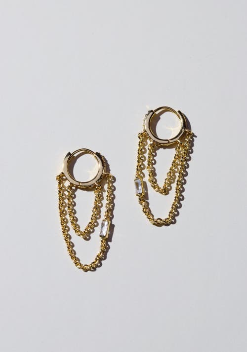 Nickel & Suede Thea Chain Huggies In Gold
