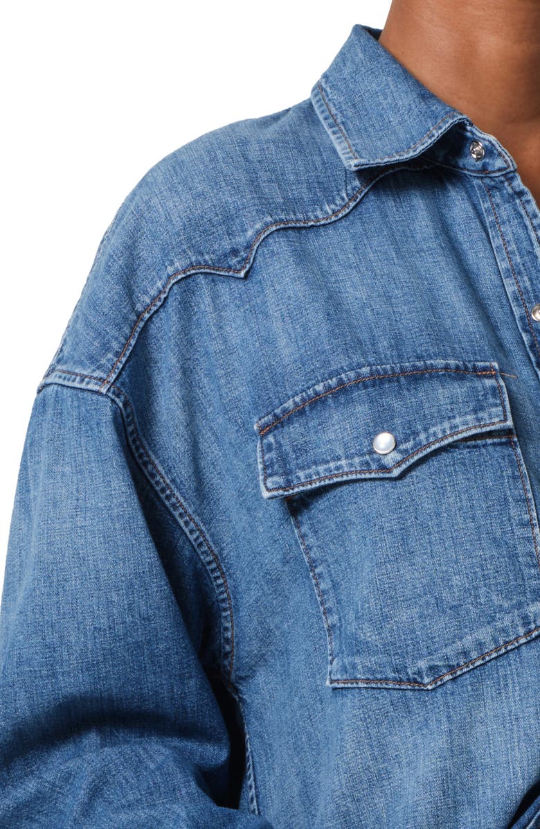 Citizens of Humanity Kayla Western Denim Snap-Up Shirt, Alternate, color, Douro