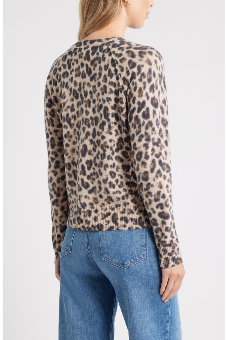 Raglan Sleeve Wool & Cashmere Sweater, Alternate, color, TAN- BLACK BEA LEOPARD