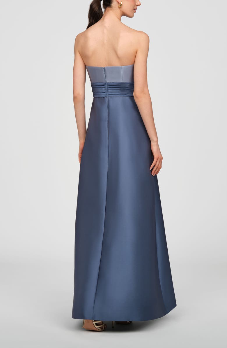 Kay Unger Trina Strapless Two Tone Mikado Walk Thru Gown, Alternate, color, Chambray Multi