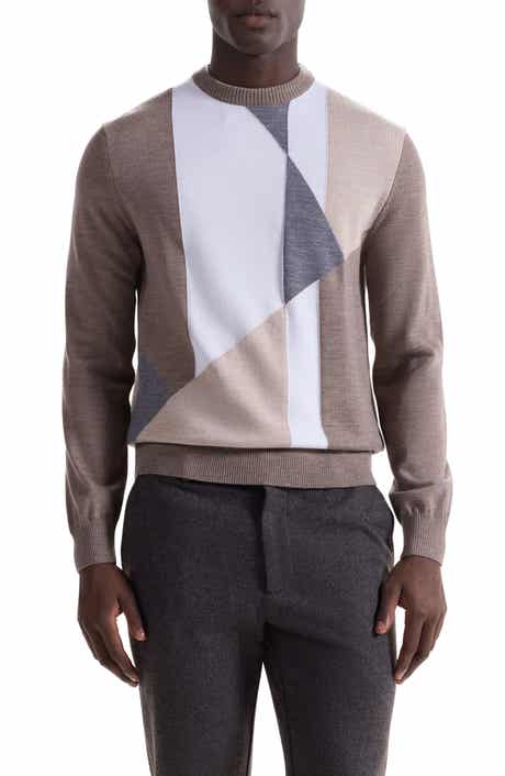 Geometric Pattern Merino Wool Crewneck Sweater