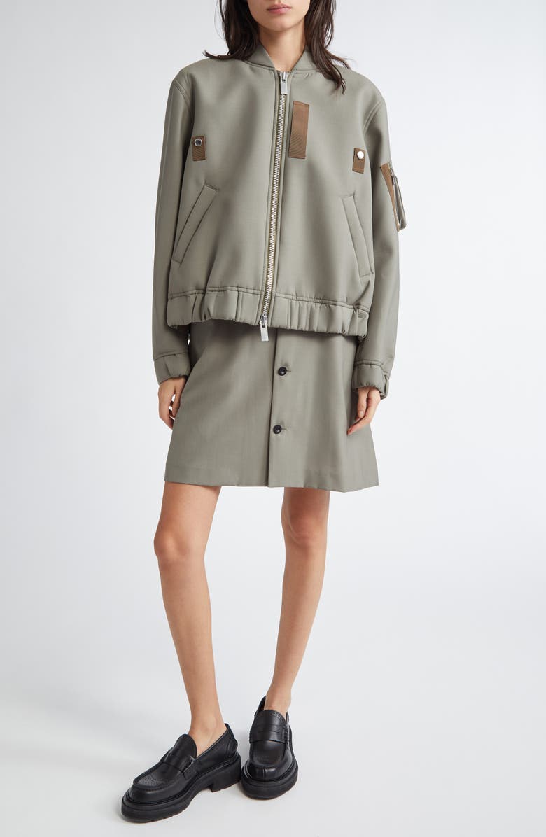 Sacai Pleated Sleeveless Suiting Dress, Alternate, color, 