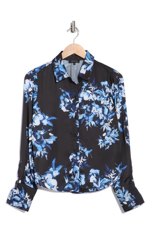 1.state Floral Button-up Shirt In Blue