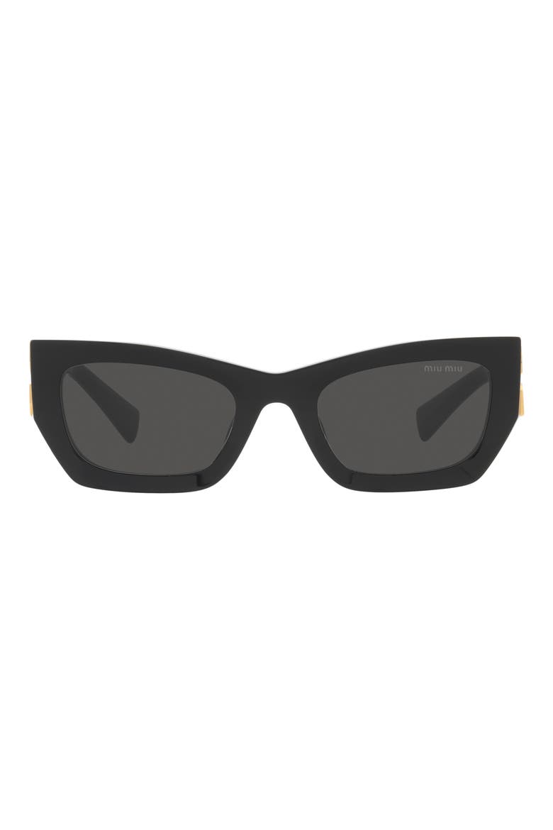 53mm Rectangular Sunglasses, Main, color, BLACK