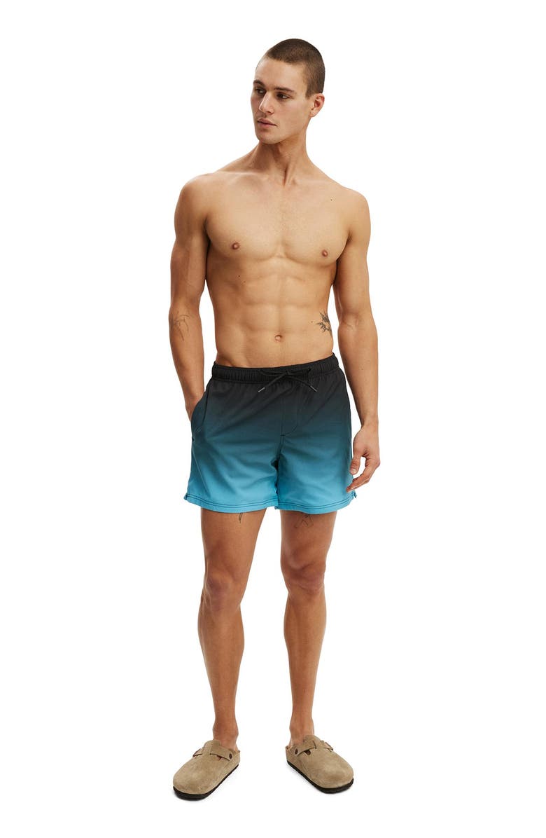 Cotton On Men's Stretch Swim Short, Alternate, color, Black Blue Fade