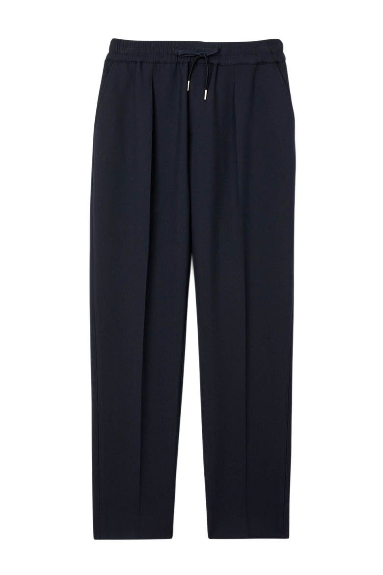 Elasticated straight-leg trousers, Alternate, color, Navy blue