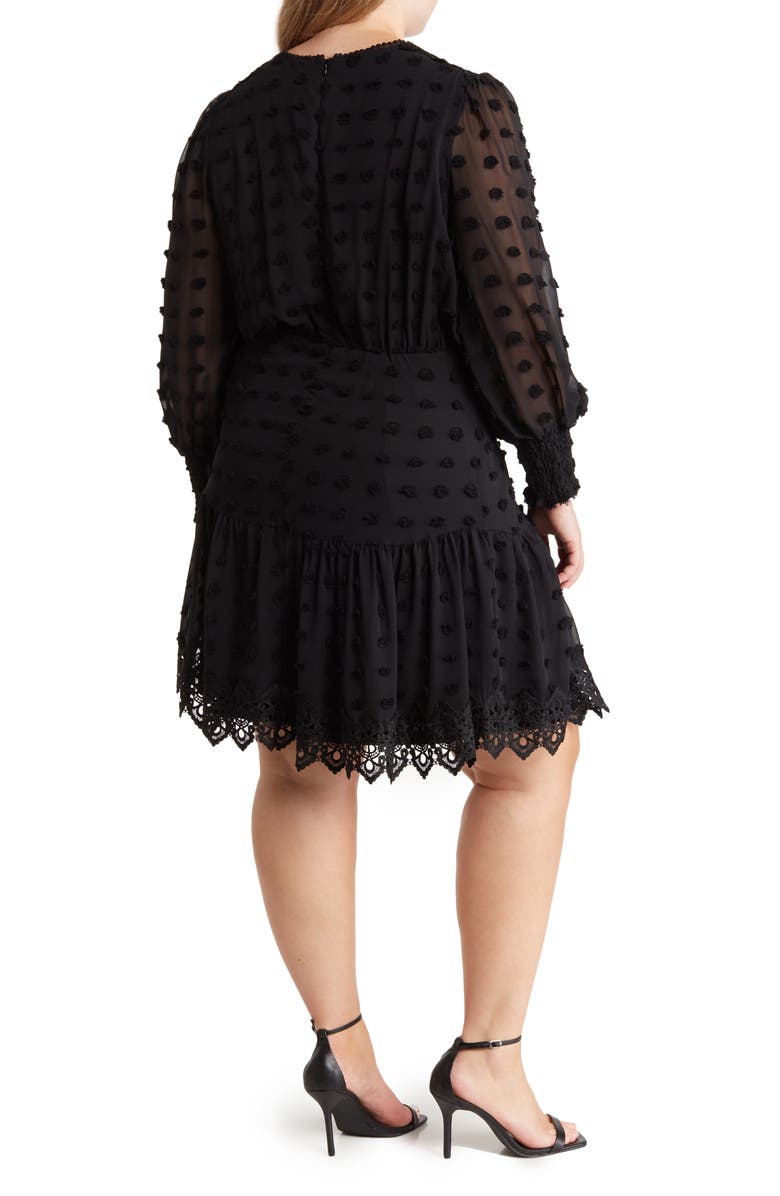 BY DESIGN Rina Lace Long Sleeve Dress, Alternate, color, Black