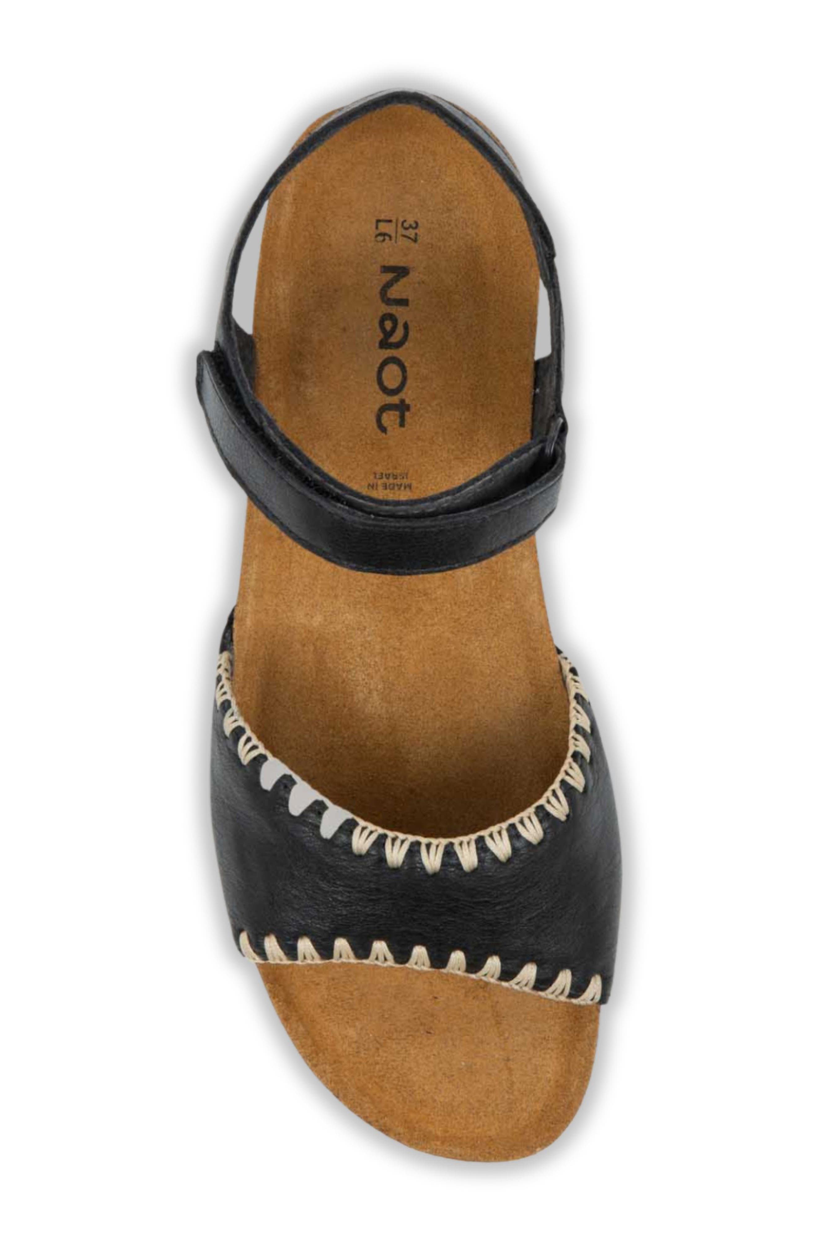 Naot Luna Sandal, Alternate, color, Black Leather