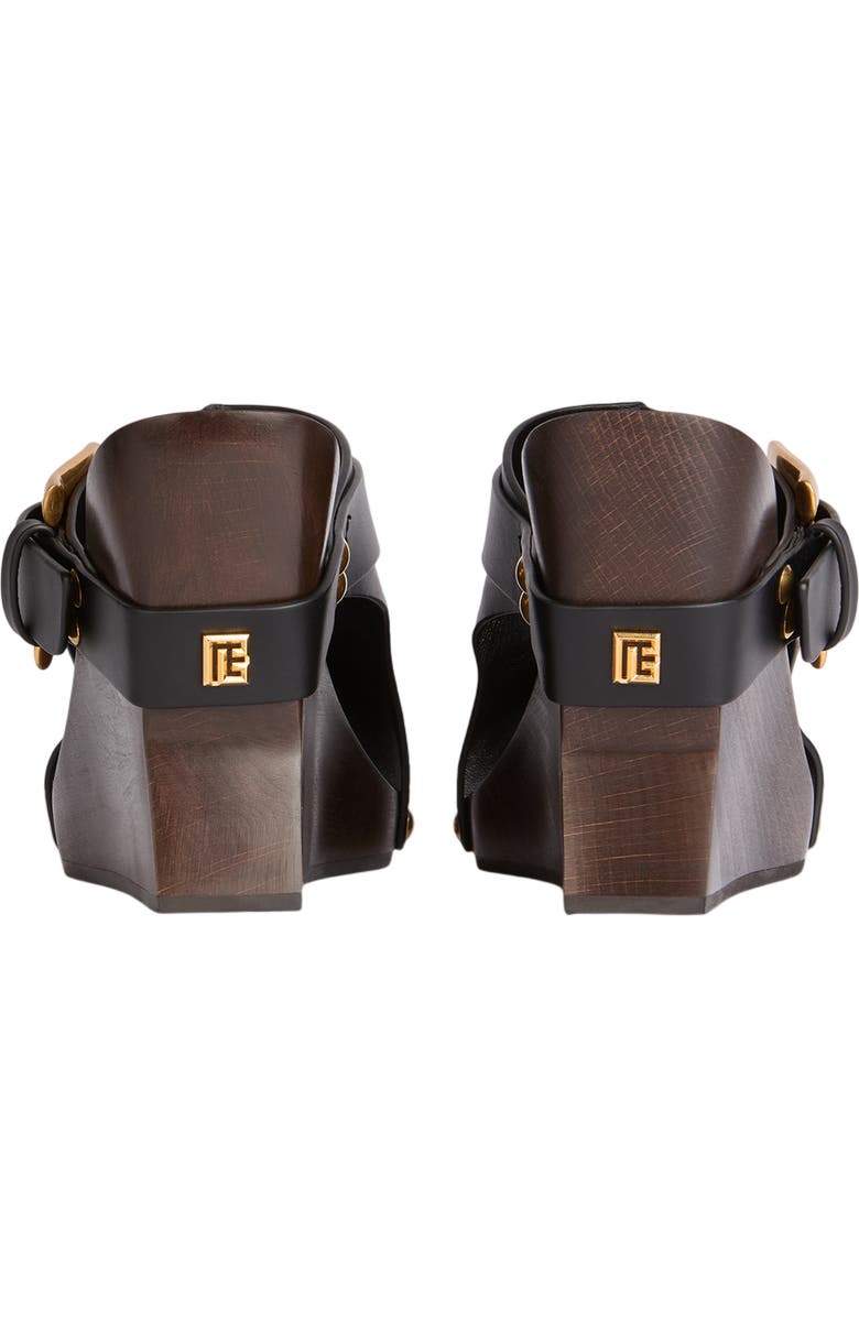 Balmain Anthem Wedge smooth leather mules, Alternate, color,