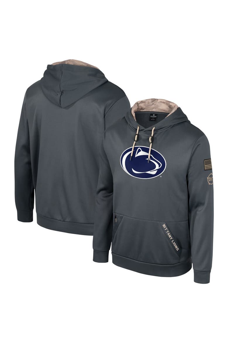 Men's Colosseum Charcoal Penn State Nittany Lions OHT Military Appreciation Pullover Hoodie, Main, color, Charcoal