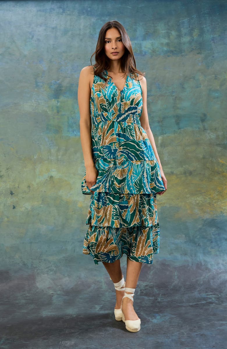 The Good Journey Ruffle Skirt Sleeveless Midi Dress, Alternate, color, 