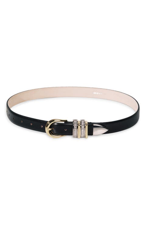 Hollyhock Crystal Leather Belt