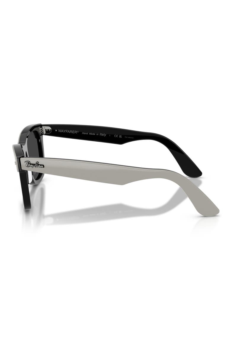 52mm Wayfarer Polarized Square Sunglasses, Alternate, color, GREY ON BLACK / POLAR BLACK