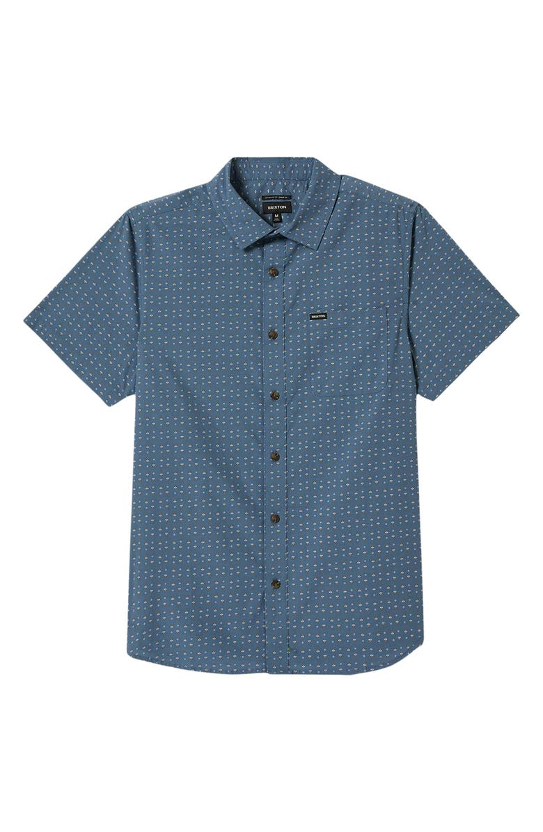 Brixton Charter Print Short Sleeve Button-Up Shirt, Main, color, Azure Blue/ Micro Floral