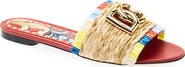Dolce&Gabbana Bianca Raffia Fringe Slide Sandal