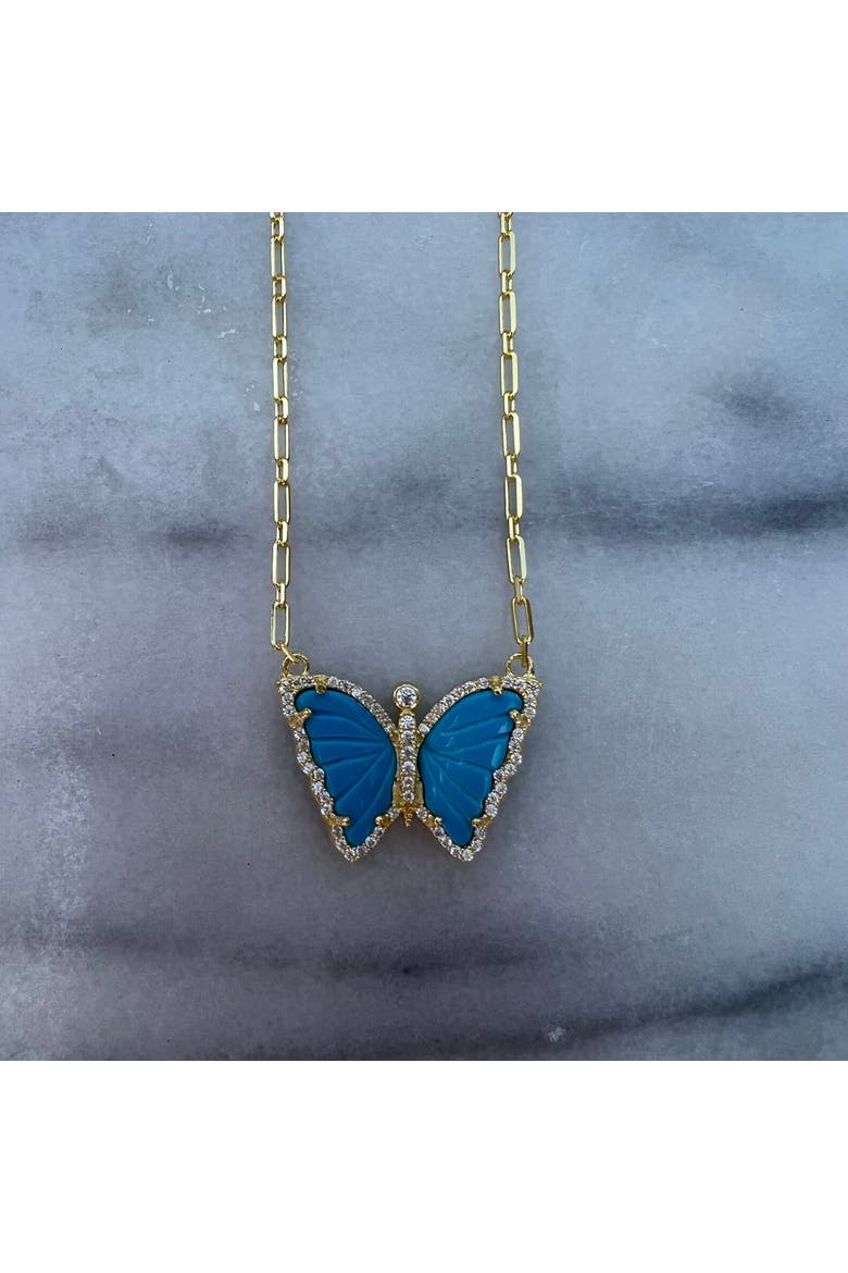 carved  turquoise butterfly necklace, Alternate, color, turquoise