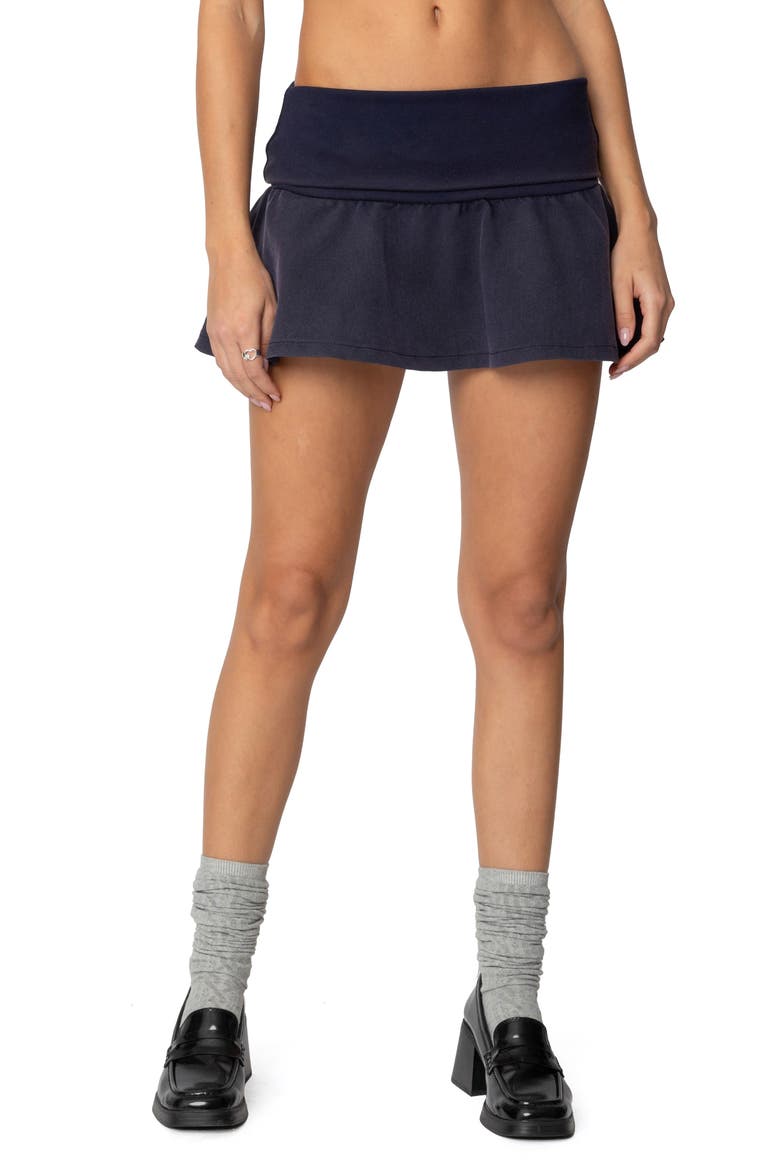 Cher Foldover Miniskirt, Main, color, NAVY