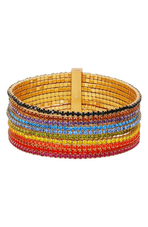 Guess Rainbow Crystal Stretch Bracelet In Multi