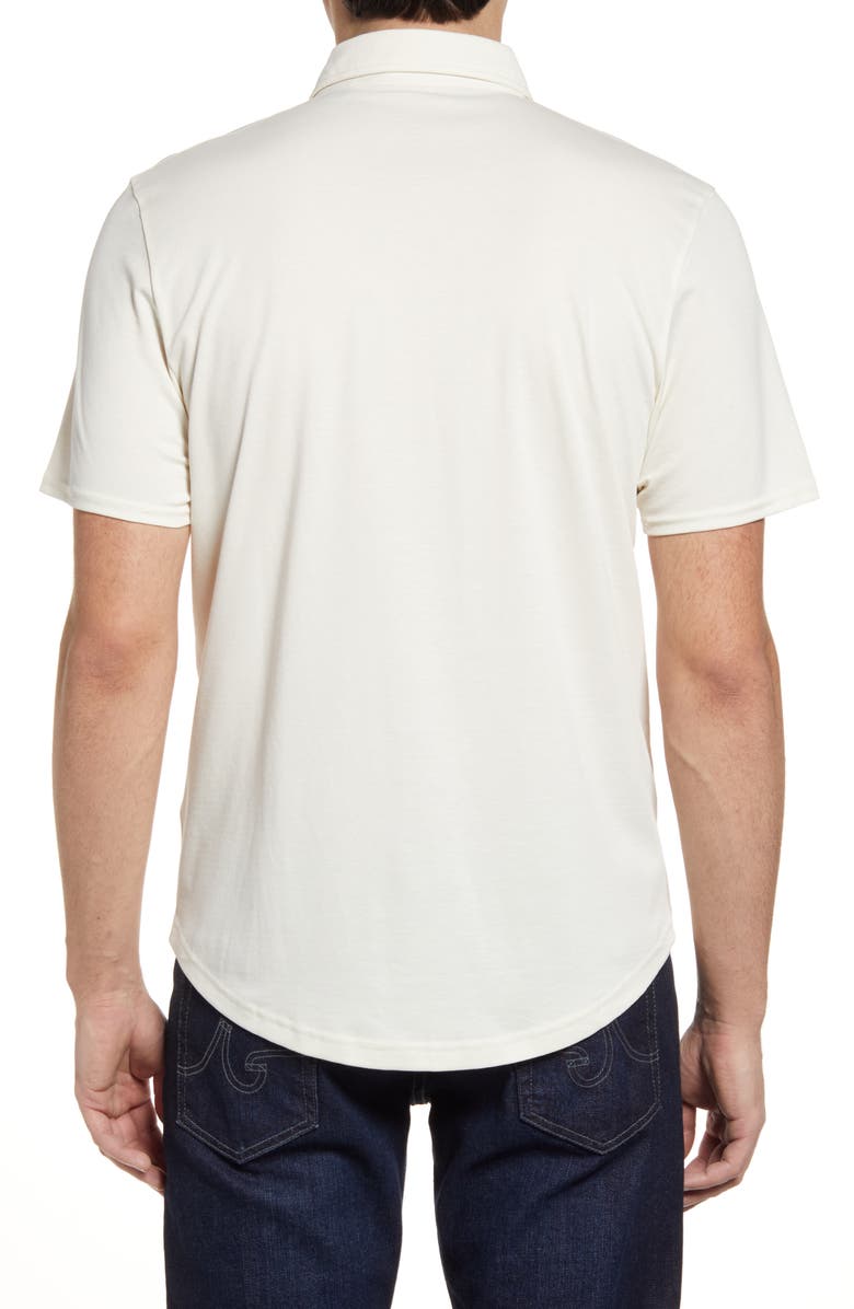 TravisMathew A Class Stripe Pima Cotton Blend Polo, Alternate, color, Heather White