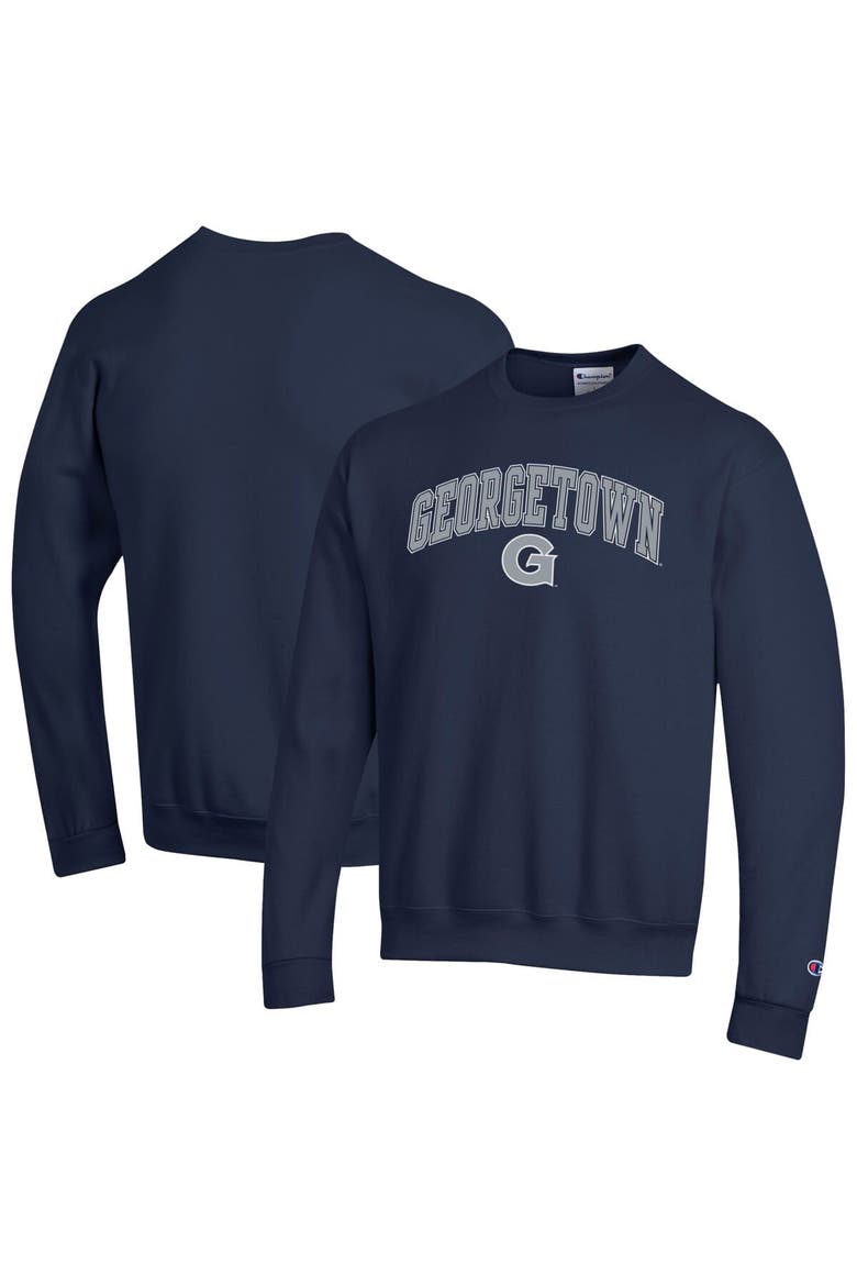 Men's Champion  Navy Georgetown Hoyas Arch Over Logo Pullover Sweatshirt, Alternate, color, Navy