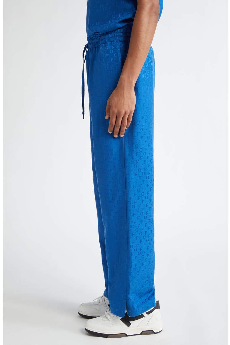 Logo Cotton & Silk Jacquard Pajama Pants, Alternate, color, BLUE - N
