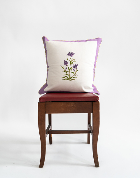 Purple Botanical Study Blockprint Pillow - Cover Only