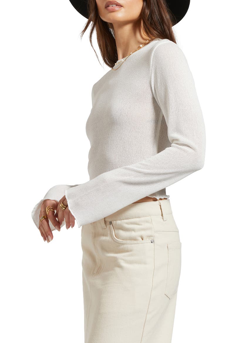 Semisheer Knit Long Sleeve Top, Alternate, color, OFF WHITE