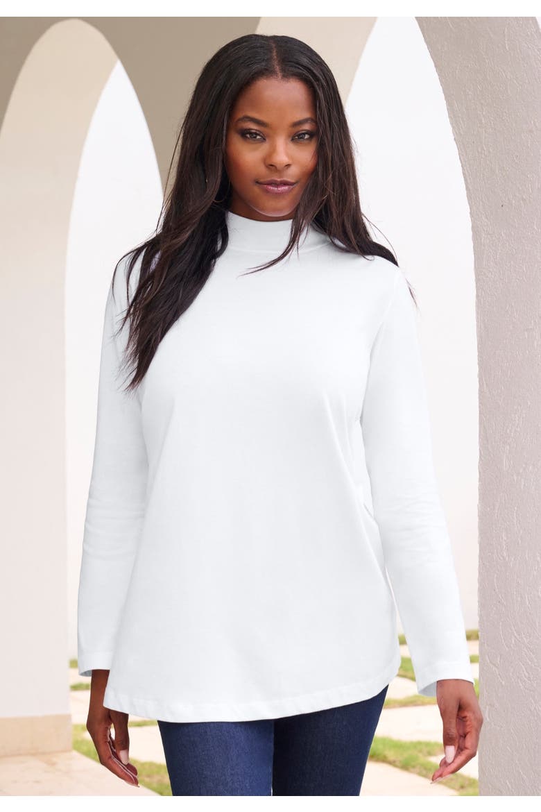 Long Sleeve Mockneck Ultimate Tee, Alternate, color, MEDIUM HEATHER GREY