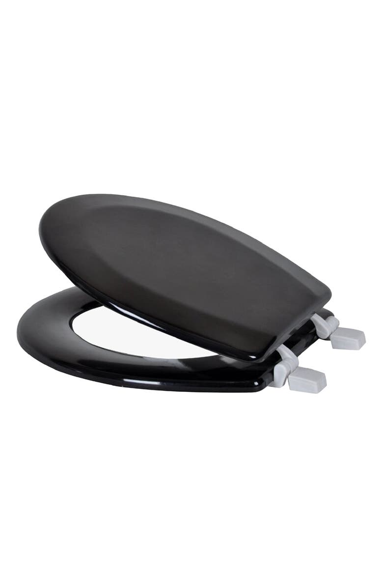 J AND V TEXTILES Round Wood Toilet Seat, Main, color, Black