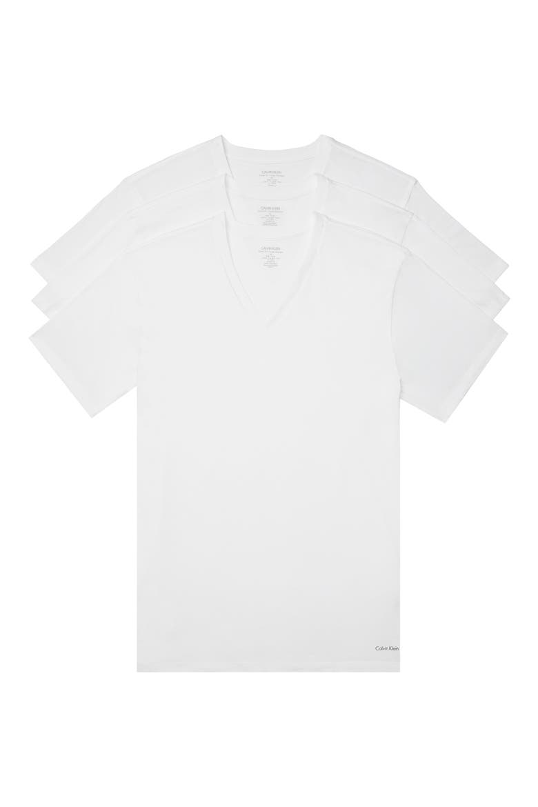 3-Pack Cotton V-Neck T-Shirt, Main, color, WHITE