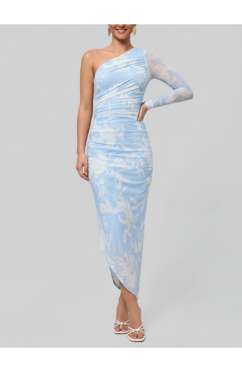 RACHEL Rachel Roy One Shoulder Quinn Midi Dress, Main, color, Porcelain Blue
