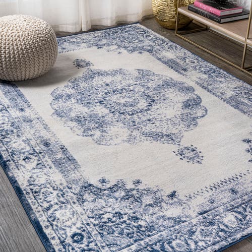 Jonathan Y Rosalia Cottage Medallion Area Rug In Dark Blue/ivory