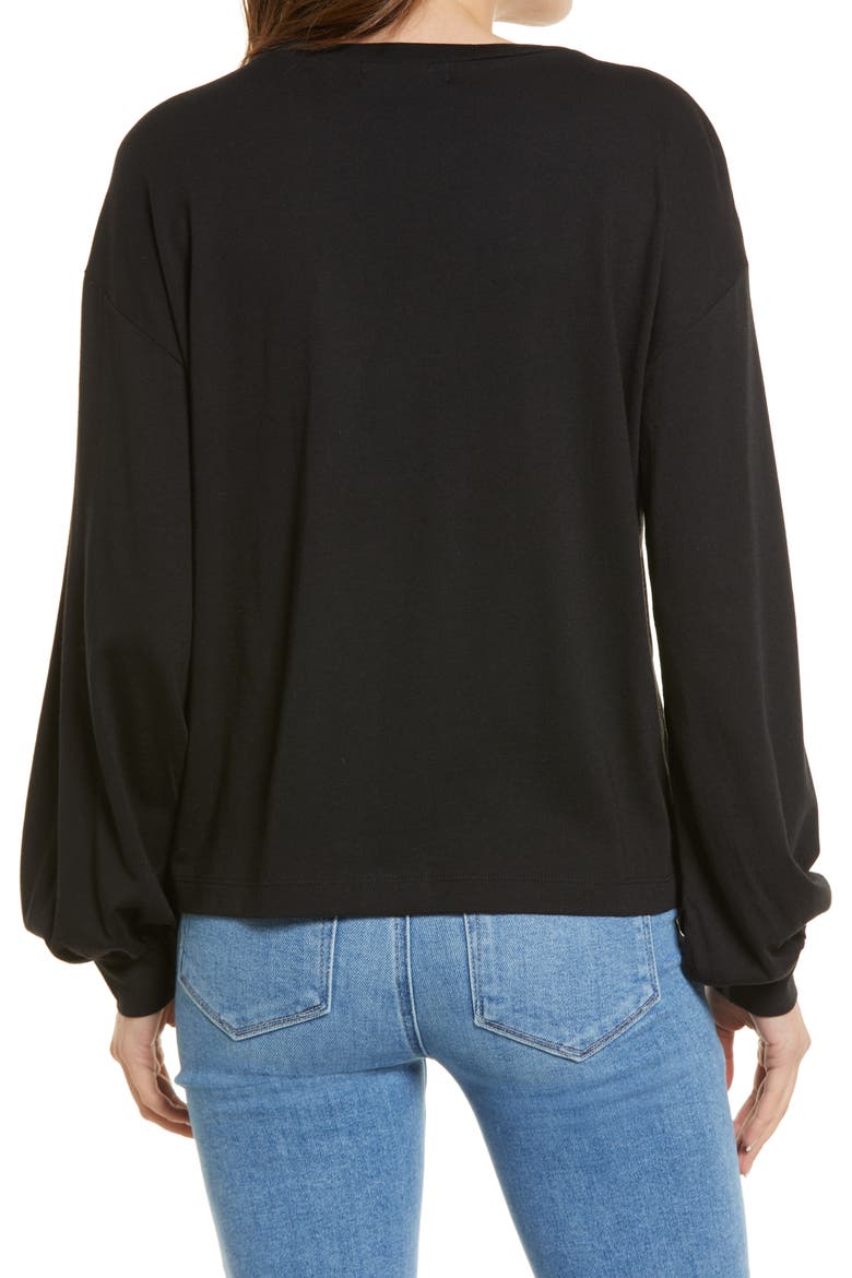 Blouson Sleeve Knit Top, Alternate, color, BLACK