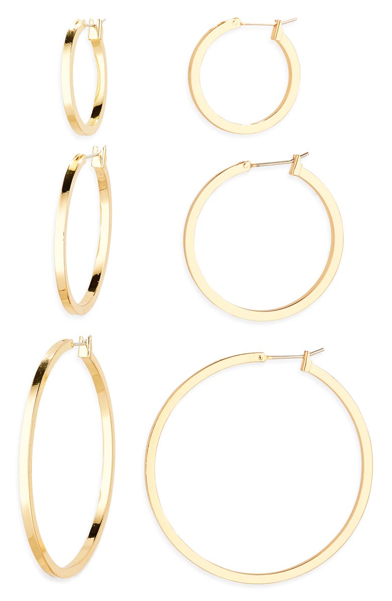 NORDSTROM RACK 3-Pack Graduated Hoop Earrings, Main, color, Gold