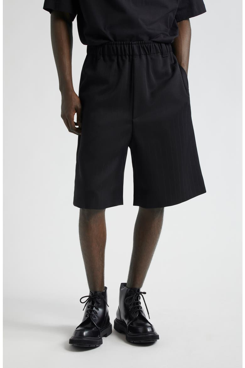 Le Bermuda Juego Oversize Wool Shorts, Main, color, JACD PINSTRIPE BLACK