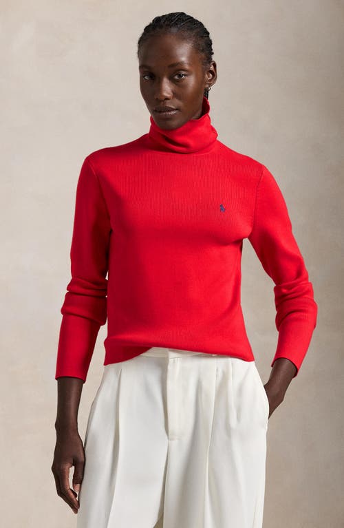 Polo Ralph Lauren Pima Cotton Blend Turtleneck Sweater In Red