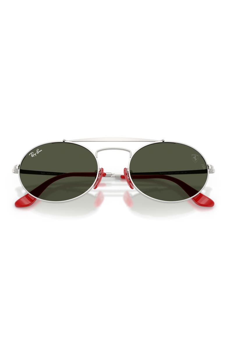 54mm Ferrari Oval Sunglasses, Alternate, color, SILVER / GREEN