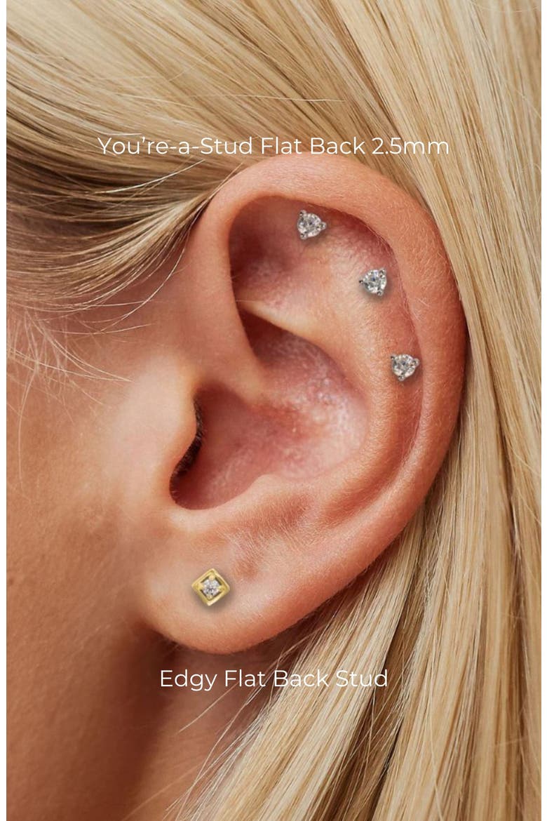 Edgy Flat Back Stud, Alternate, color, Yellow Gold