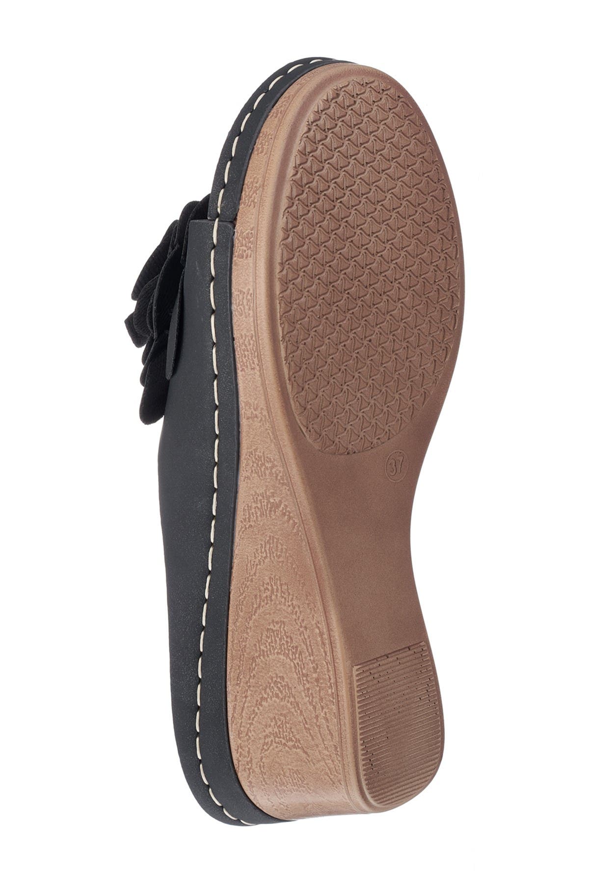 GOOD CHOICE NEW YORK Tokyo Floral Wedge Sandal, Alternate, color, Black