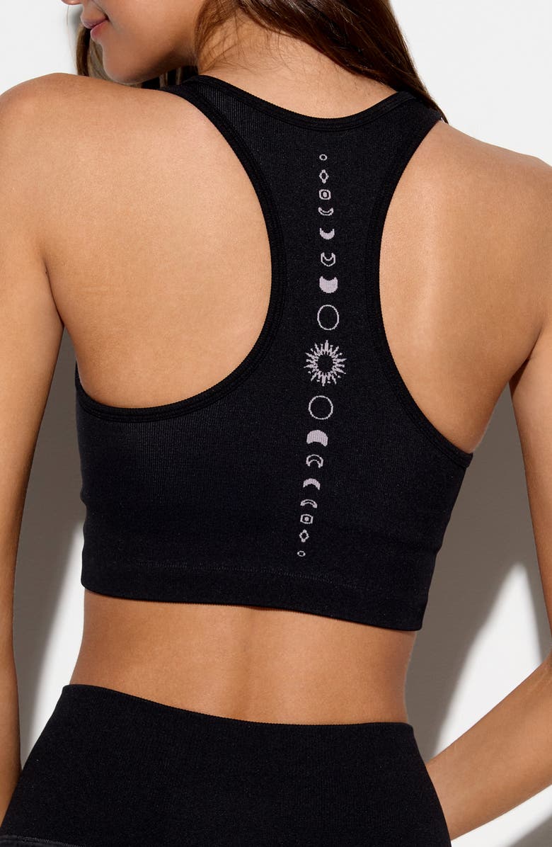 Spiritual Gangster Cosmic Harmony Icon Racerback Sports Bra, Alternate, color, Black