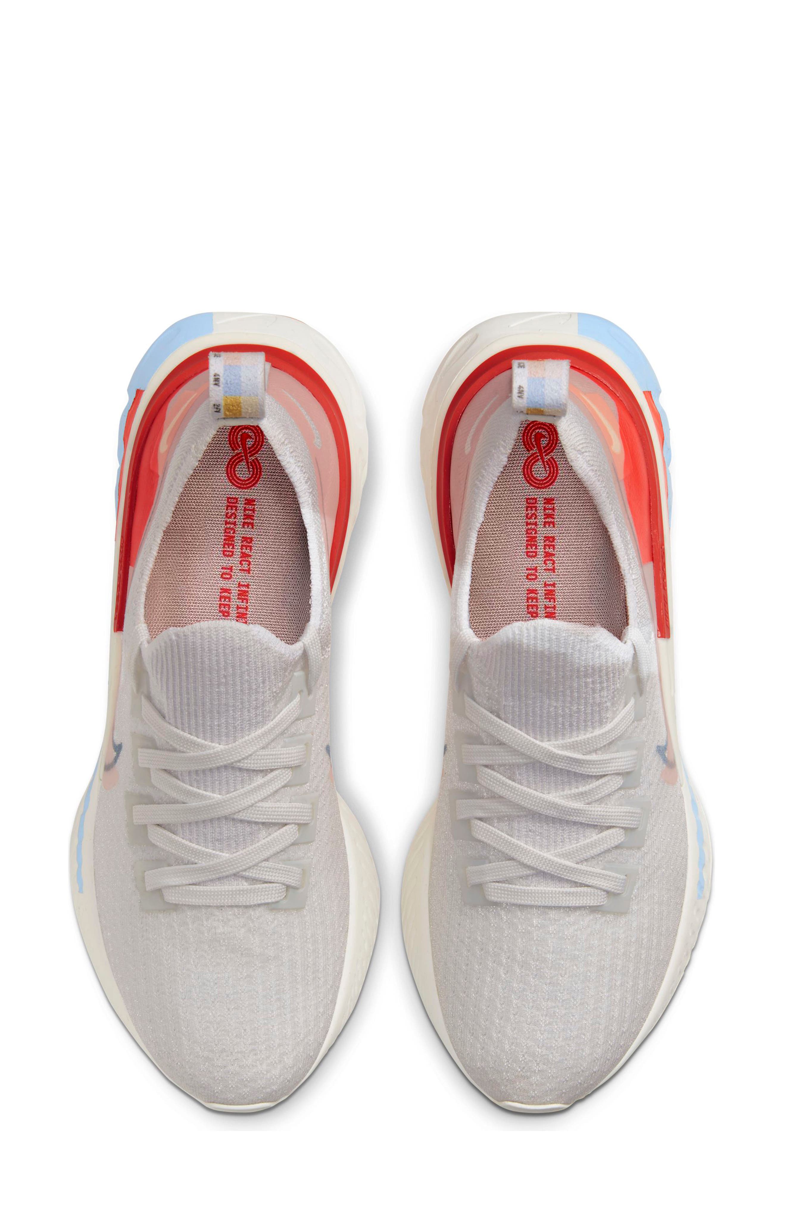 React Infinity Run Flyknit Running Shoe, Alternate, color, PLTNM TNT/WSHD CRL-PSYCHC BLU