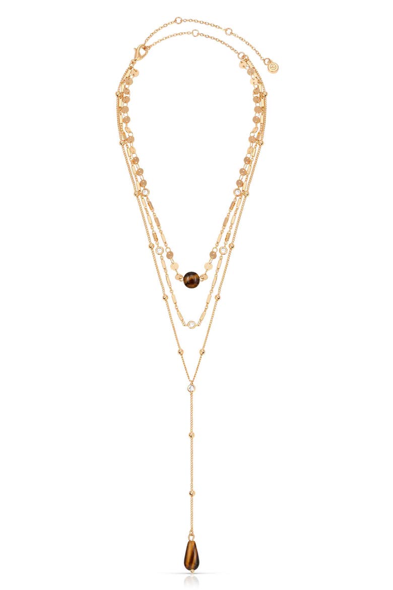 Forever Falling Tiger's Eye Layered Necklace, Main, color, TIGERS EYE
